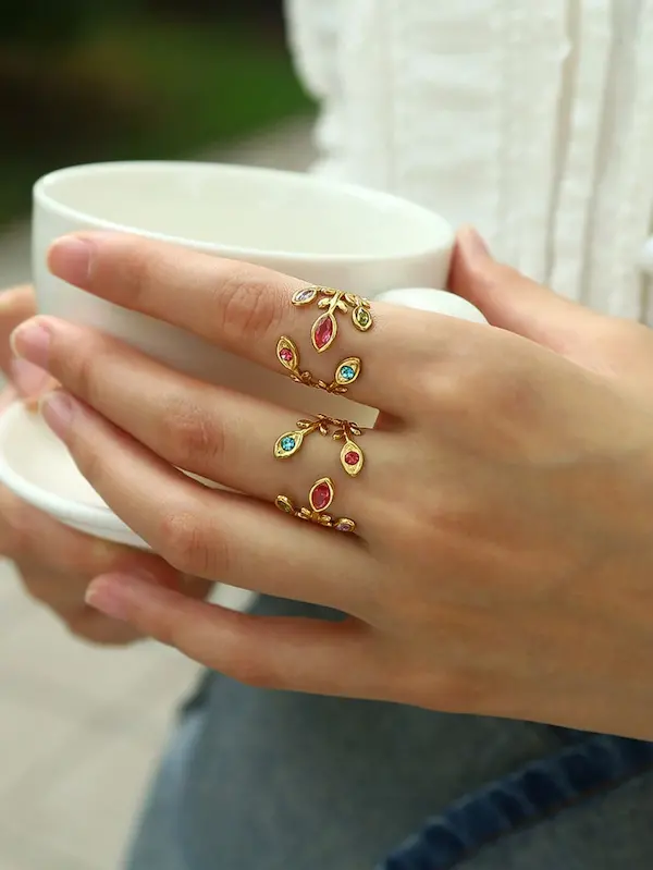 Anel Eternity Folhas